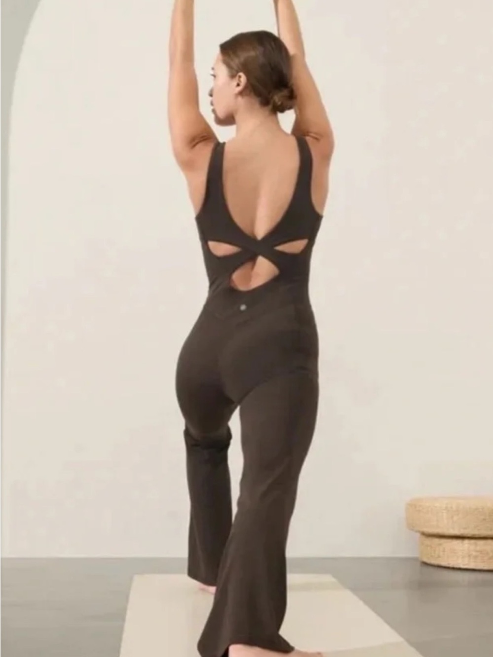 Athleta Chocolate Brown Wide-Leg Crossback Jumpsuit